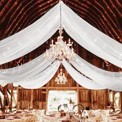 Ceiling Drapes Wedding Arch Roof Decor Sheer White Drapes Fabric Gauze Tulle Curtain for Party Ceremony Stage Hotel Decoration