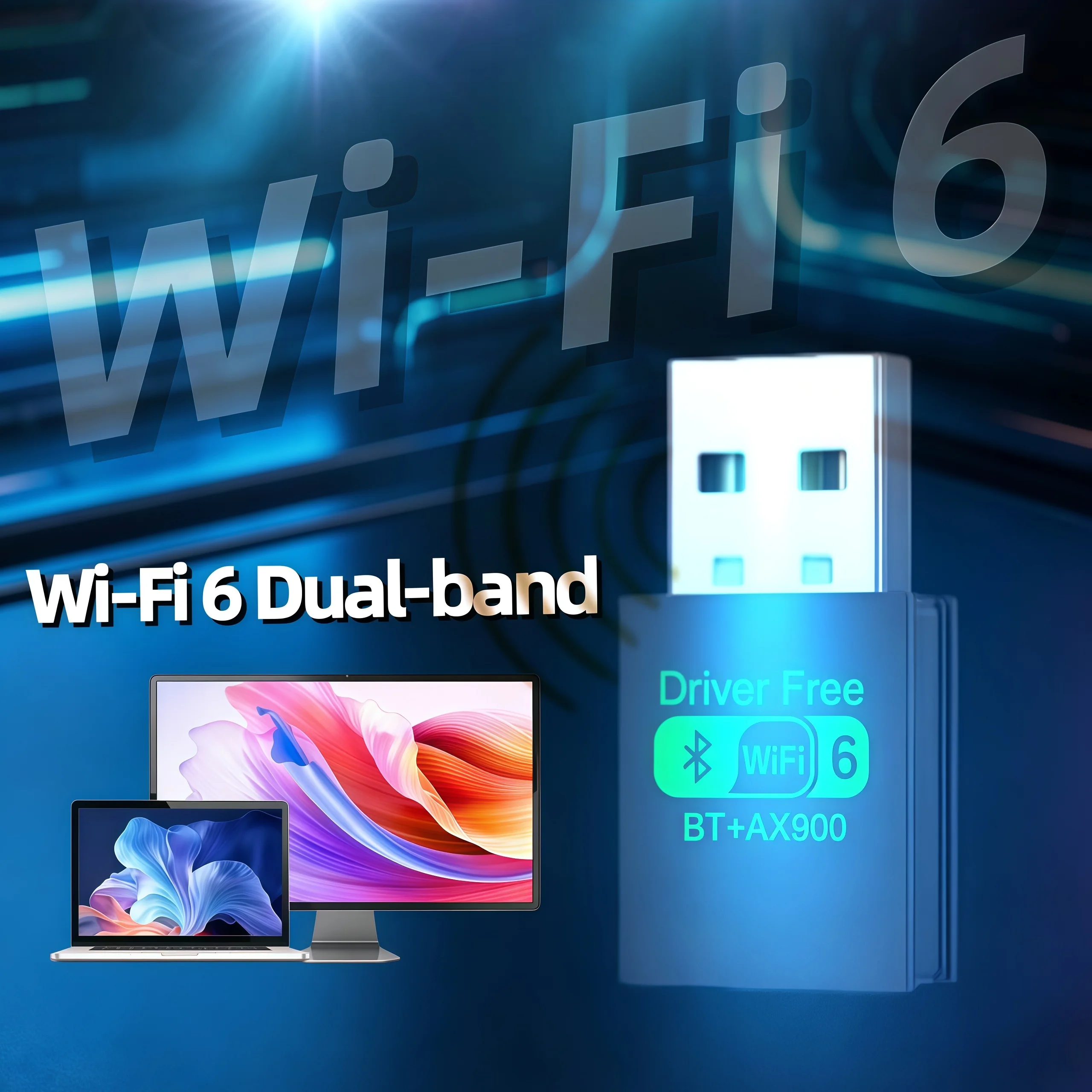 AX900 USB WiFi Adapter 2.4GHz Dual Band WiFi Adapter for Computers Supports MU-MIMO OFDMA Compatible with Windows 10/11 System