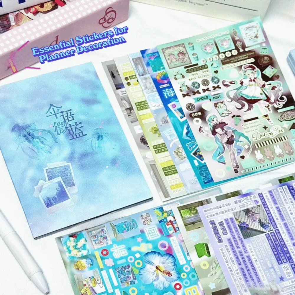 New 24 Pages Floral Stamp Collection Stickers Retro Removable Y2K Stickers Book DIY Scrapbooking Sticker