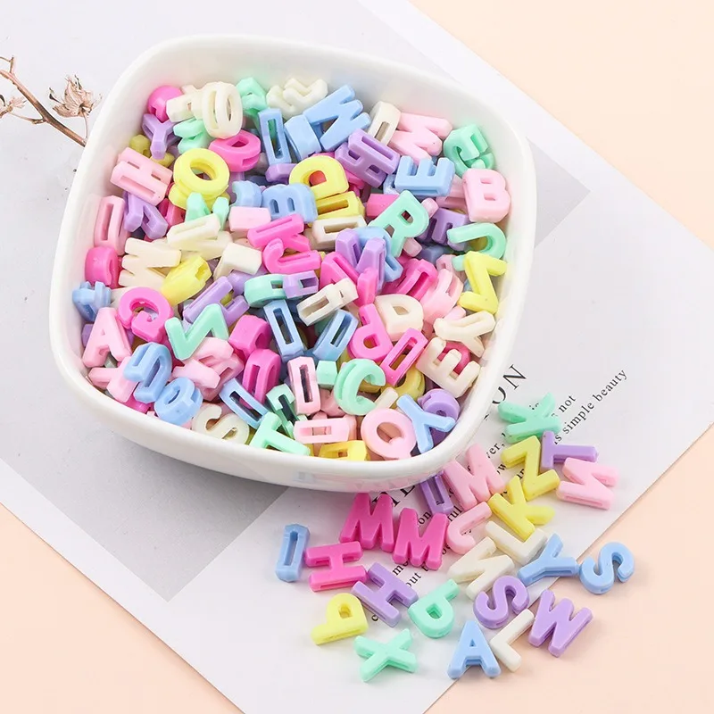 100/200pc Mixed Acrylic Color Resin Letter Flat Beads Flat Hole Cartoon 26 English Letter Beads Beaded DIY Jewelry Accessories image 5