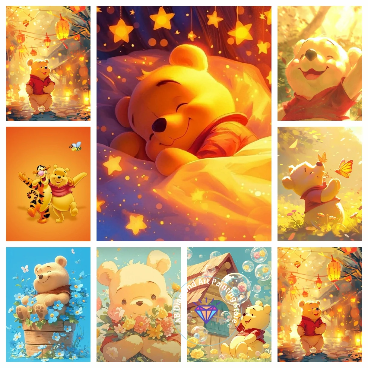 

Winnie-the-Pooh AB Diamond Painting Kit 5D DIY Diamond Embroidery Cross Stitch Handmade Art Gift Crafts Home Decor Gift