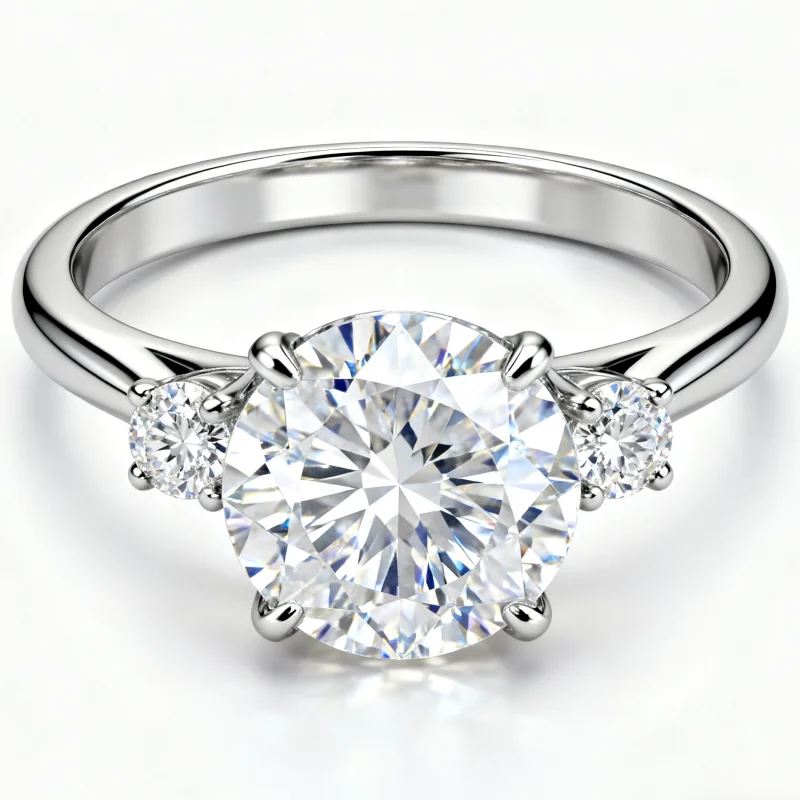 SGARIT Round Radiant Cut Moissanite Ring18K 14K 10K 2.5CT White Gold Ring for Women Engagement Luxury Jewelry for Christmas
