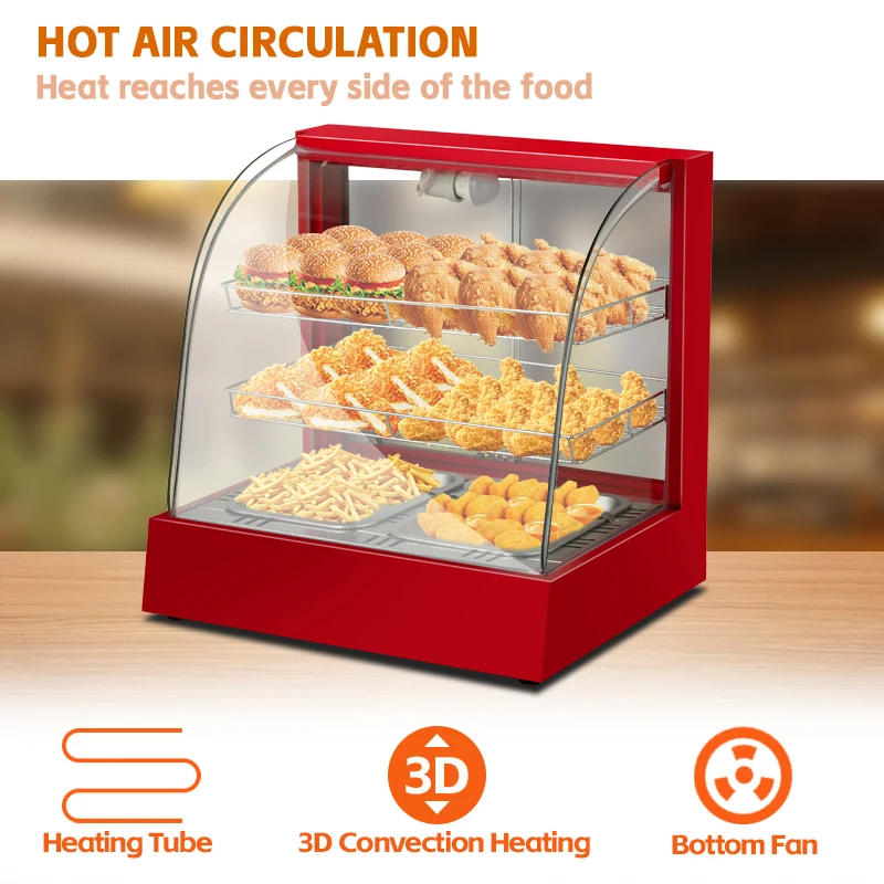 Restaurant Countertop Electric Food Warmer Showcase Pie Warmer Display Food Heater Showcase for Snack Machine Displays