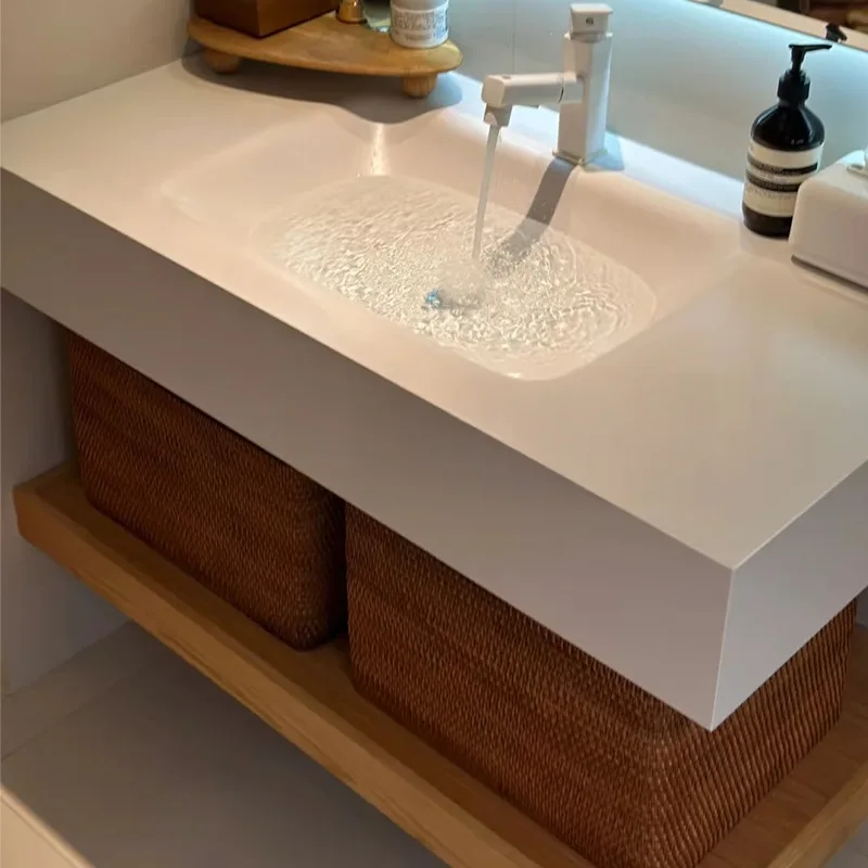

Modern minimalist style, hot curved integrated basin, bathroom cabinet combination wall-mounted washbasin