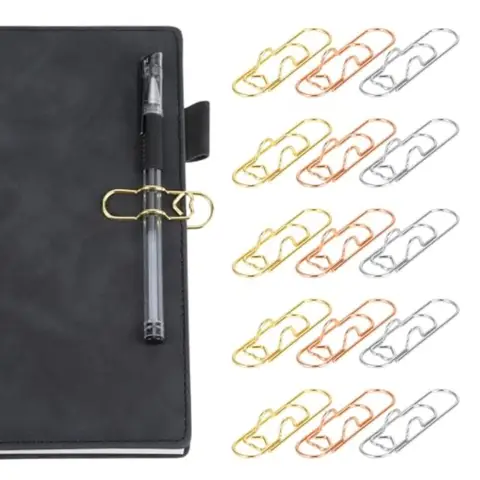 15 PCS Pen Holder for Notebook Metal Pen Clips Paper Clip Pen Holde for Jourl Planner Paperclip Peil Holder Office School Suppl