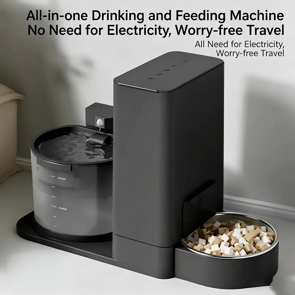 

Автоматическая кормушка и поилка для животных 2-в-1: беспроводной диспенсер для корма 3,3 л и гравитационная поилка для воды 2 л ﻿ для собак и кошек