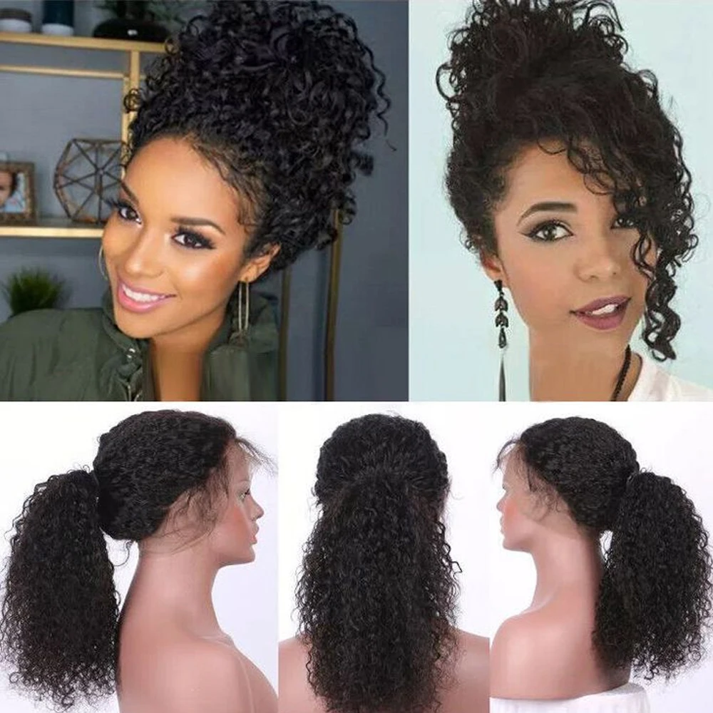 Hidden Strap Kinky Curly 360 Full HD Lace Frontal Wig Human Hair Upgrade Invisible Drawst 250% Density Glueless Wigs For Woman