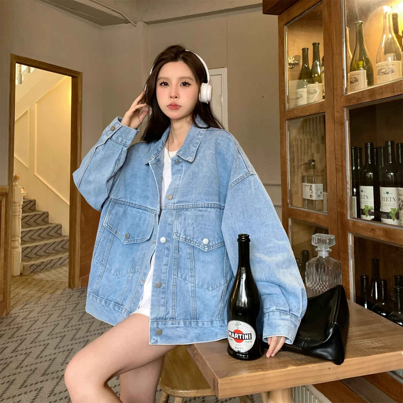 Spring Fashion Korean Style Sweet  Patchwork Embroidery Long Sleeve Single Breasted All-match Women Denim Shirts  Tops Z161