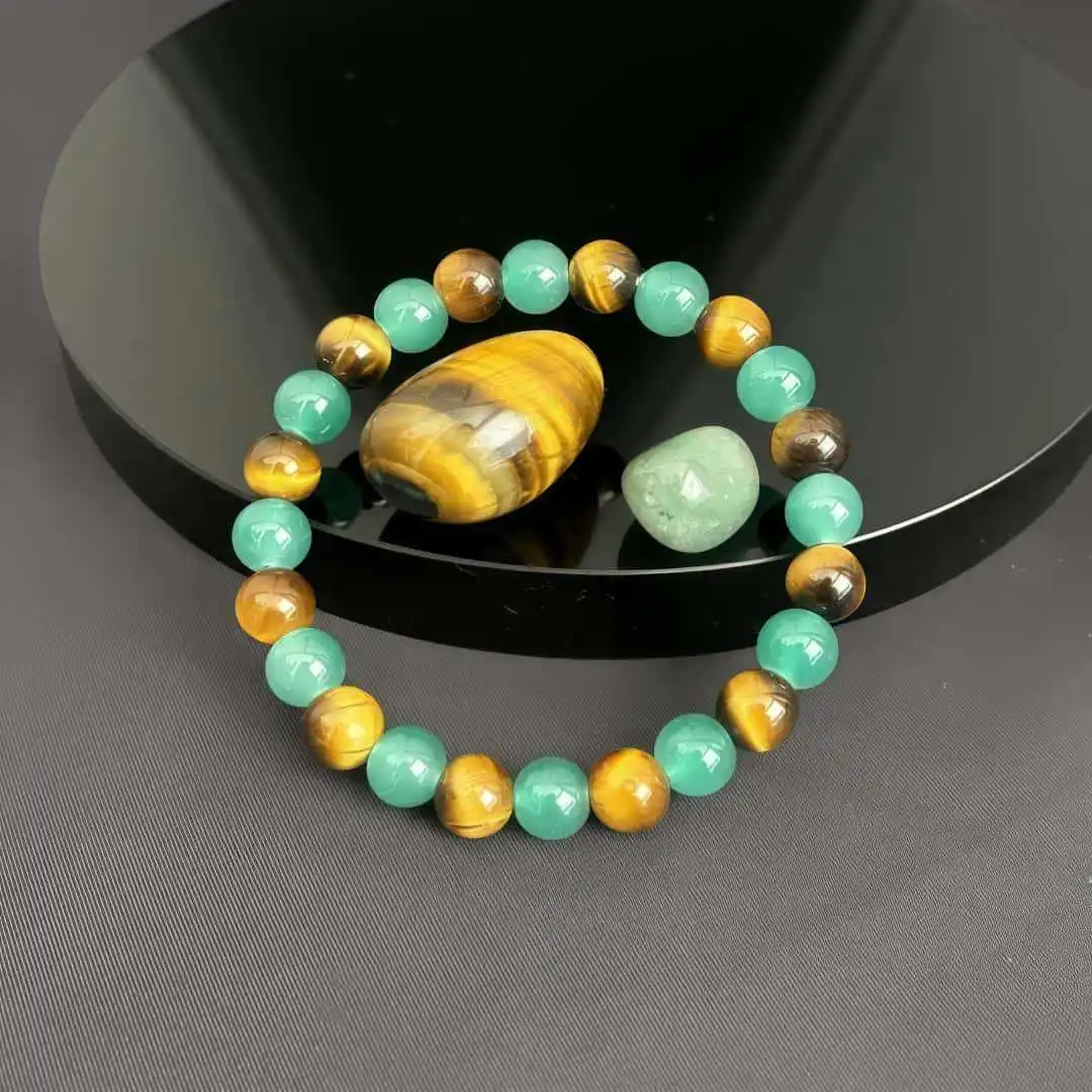 2026 New Natural Stone Bracelet Money Attracting Bracelet Wealth Luck Bracelet with Green Aventurine Tiger Eye Stone Bracelets