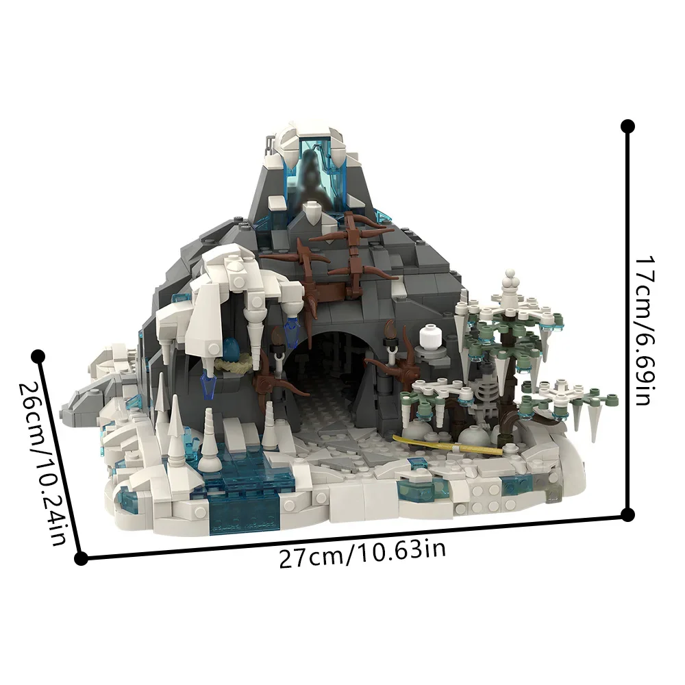 Gobricks MOC แหวนฉาก Snow Troll Cave Building Blocks ชุดถ้ําหิมะอิฐ DIY ประกอบของเล่นสําหรับของขวัญเด็ก