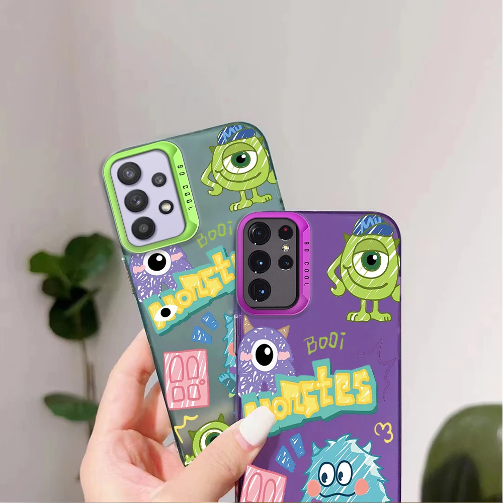 MINISO M-Monsters Inc Cute Laser Phone Case for Samsung S24 23 22 ULTRA A25 33 32 34 S PLUS IMD Shockproof Silicone Coque