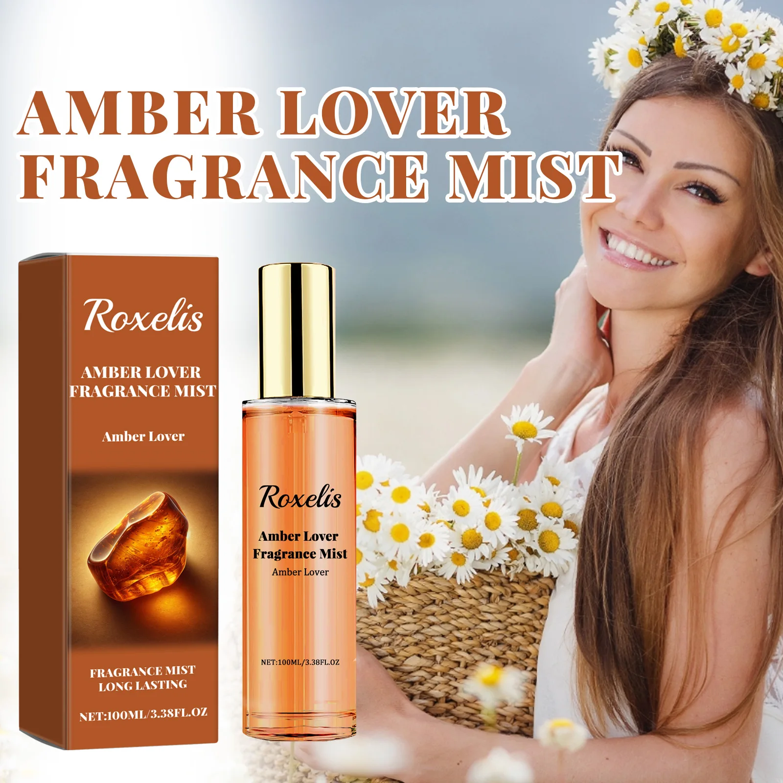 100ML Amber Romantic Perfume Spray Lasting Fragrance Fresh and Natural Couples Dating Carry the Atmosphere Encounter Perfume