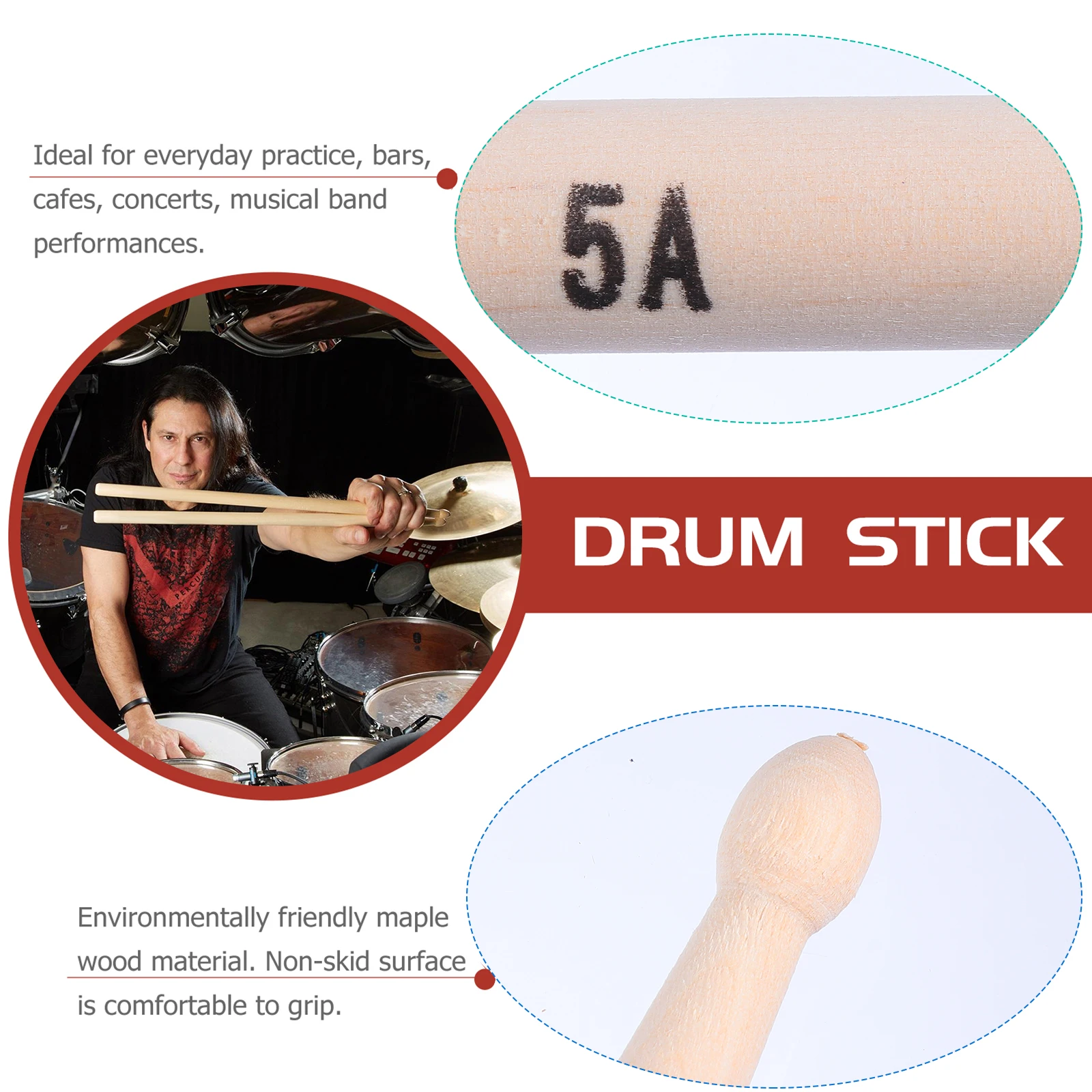 

20 Pcs Keyboard Maple Pointed Drum Child Drumsticks Music Wooden Stage Performance