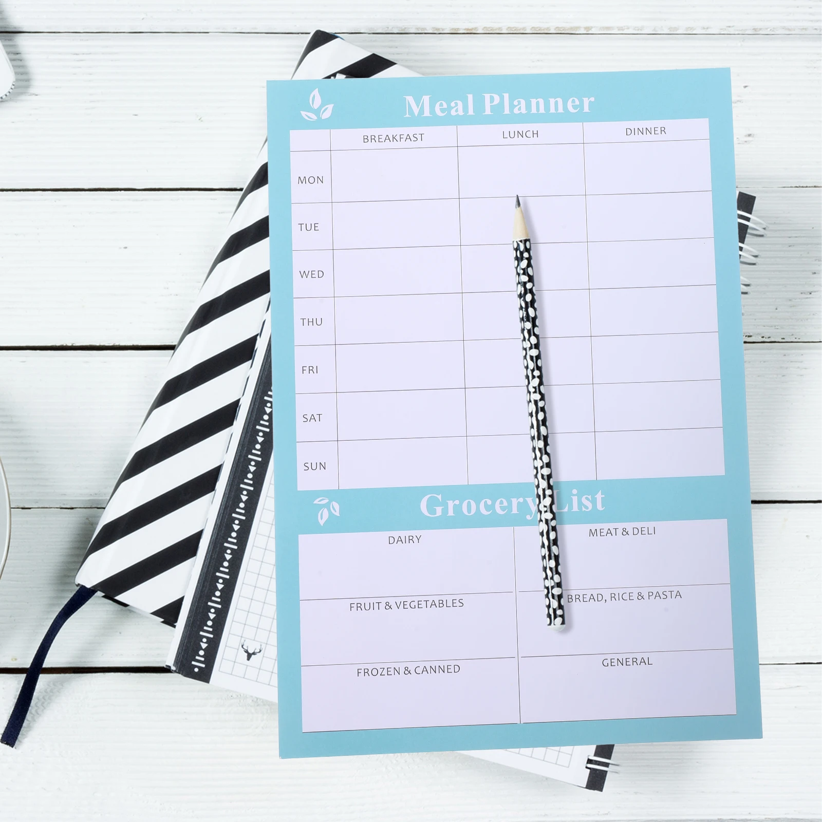 

Food Meal Plan Book Notebook Calendar Planner Groceries Weekly Menu Diet List Tearable for Blue Student