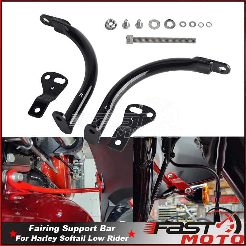 Black Front Fairing Support Bar Bracket Kit For Low Rider ST FXLRST 117 FXRST 22-up Motorcycle Accessories Cowl Brackets Holder