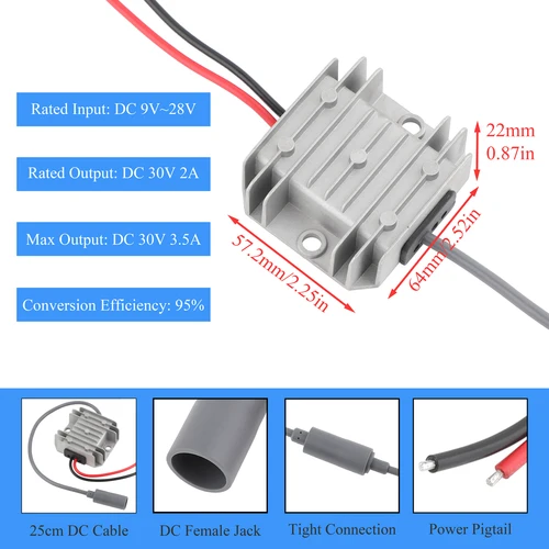 Imagen 2 del producto 1 Uds para Starlink MINI 12/24V a 30V 3.5A DC convertidor de potencia con enchufe hembra conector hembra Starlink 25cm