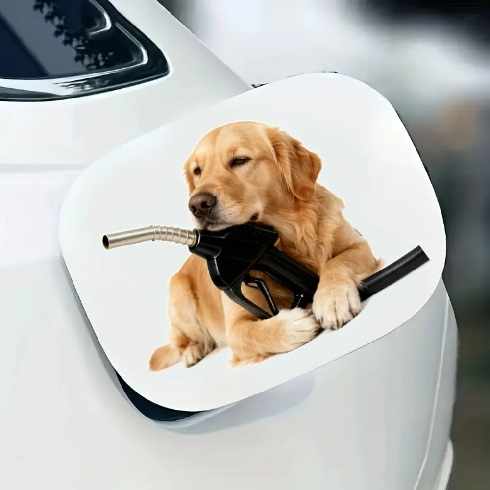 

1Pc Cute Refueling Golden Retriever Dog Waterproof Vinyl Sticker Durable Decal for Car Truck Motorcycle Fuel Tank Cap Decor
