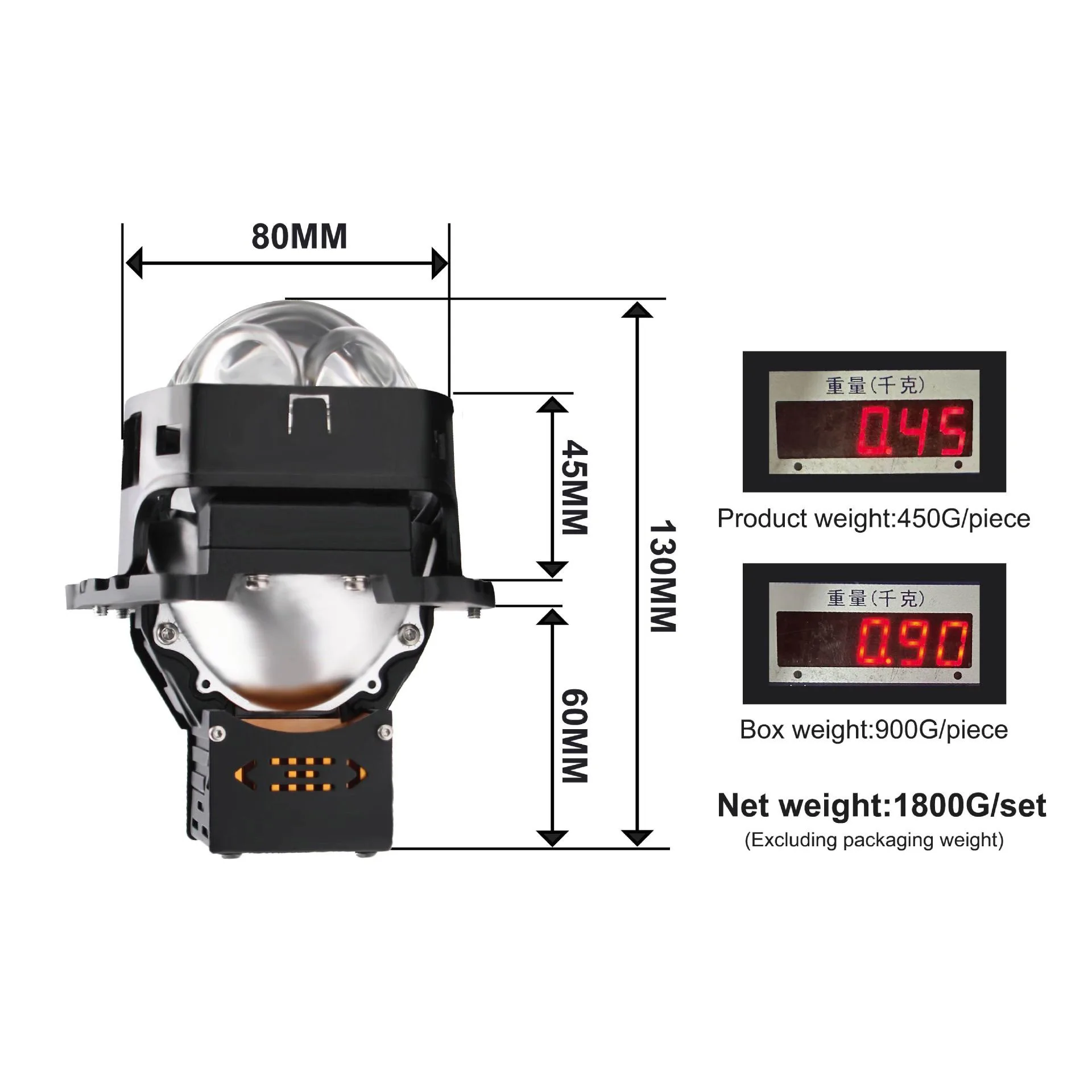 3 Inch Square Bi Led Laser Projector Lens Car Headlight Retrofit Hi Lo Beam 12V 70W 6000K Dual Direct
