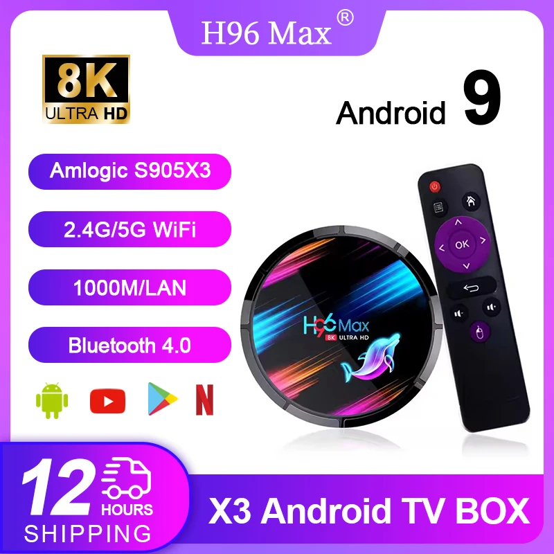 

Смарт-ТВ приставка H96 MAX X3 на Android 9.0, 128/64/32 ГБ, Amlogic905X3 Quad Core, Dual Wifi, 8K, H96MAX X3, 1000M LAN