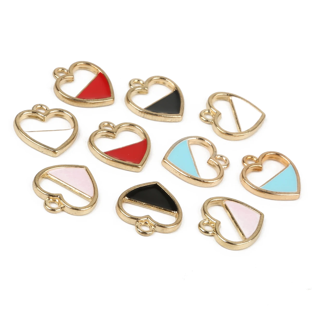 10pcs 15x16mm Enamel Small Cute Heart Charms Pendant DIY Jewelry Making Accessories Findings for Bracelet Earrings Keychains