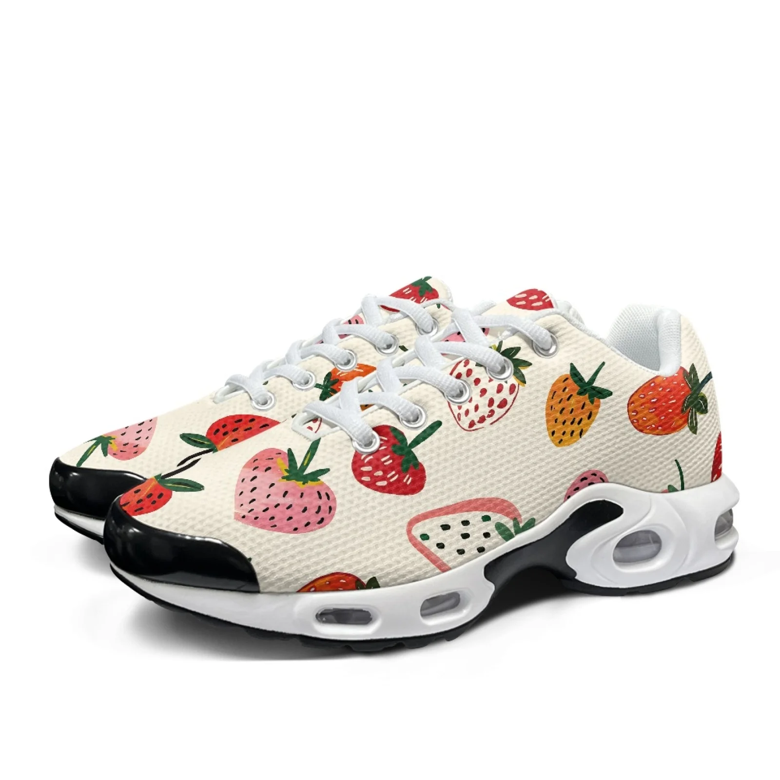XIXIRIMIDO Air-Cushioned Sneaker Women's Running Shoes Men's Commuter Sport Lightweight Breathable Soft Comfortable Strawberries