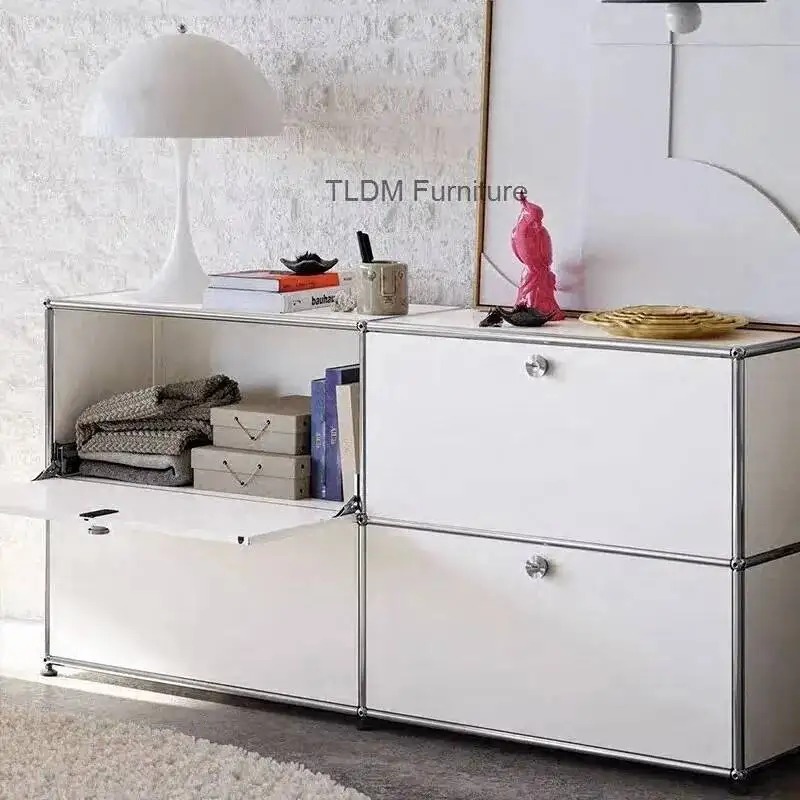 

TV European Living Stainless Storage Steel Room Dining Cabinet Sideboards Home Locker Modern Kitchen Pot Storage Racks Furniture