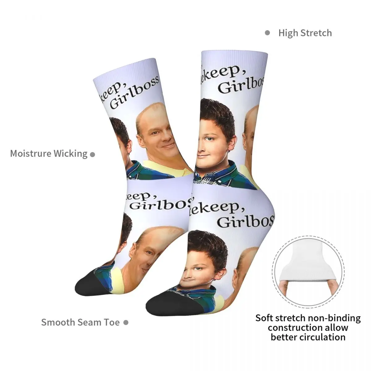 Gaslight Gatekeep Girlboss Socks Harajuku High Quality Stockings All Season Long Socks Accessories for Unisex Christmas Gifts