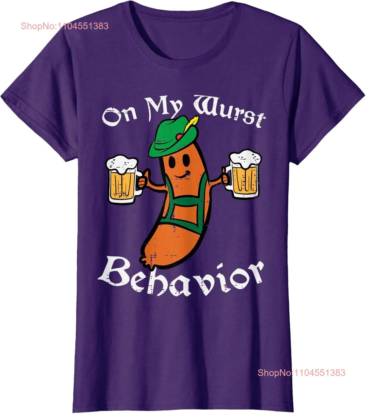 

Забавная немецкая женская футболка с круглым вырезом Oktoberfest On My Wurst Behavior