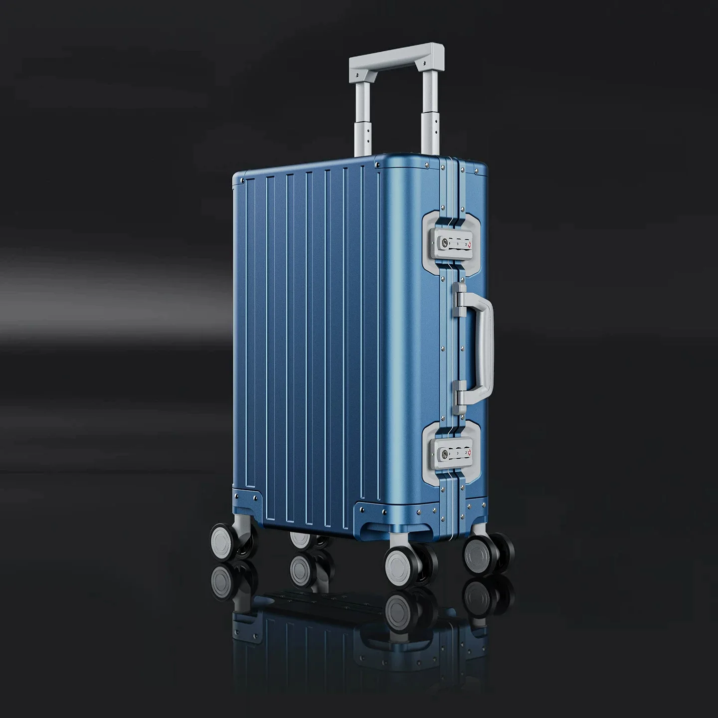 20 Inch Carry‑On Business Travel Suitcase, All Aluminum‑Magnesium Alloy Aluminum Frame Trolley Luggage With 360° Spinner Wheels,
