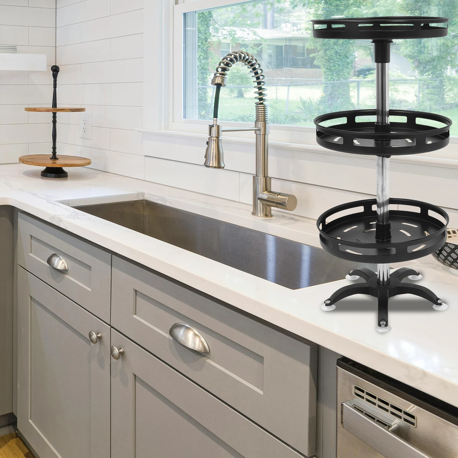 

1 set 1 Set Rotating Spice Rack Organizer Kitchen Condiment Tray Smooth Turntable Base Home Bathroom Storage Tray Spice Bottle