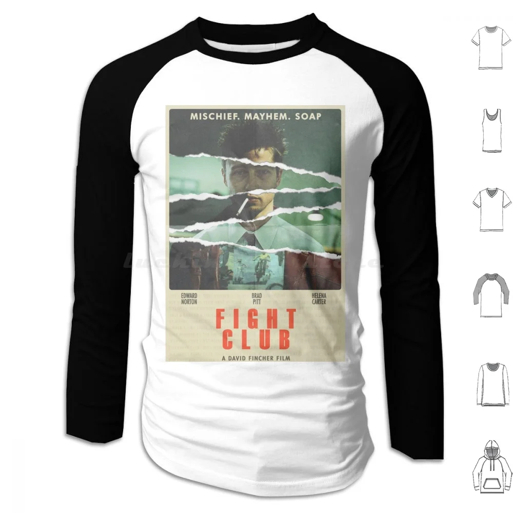 Fight Club Smoker Hoodies Long Sleeve Fight Club Brad Pitt Edward Norton Movie David Fincher Tyler Durden Fight Film