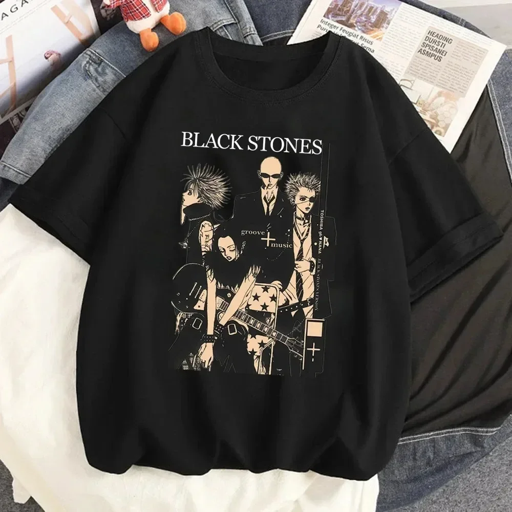 NANA Japanese Anime Women's T-shirt Cartoon Print Unisex Top Black Stones Streetwear Sweatshirt Men Women Tees Female Streetwear