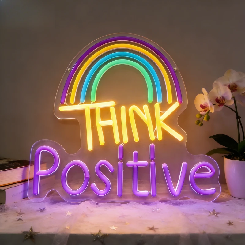 

Think Positive Neon Sign LED Night Light USB Aesthetic Wall Art Desk Lamp for Bedroom Kids Room Home Decor Inspirational Gifts