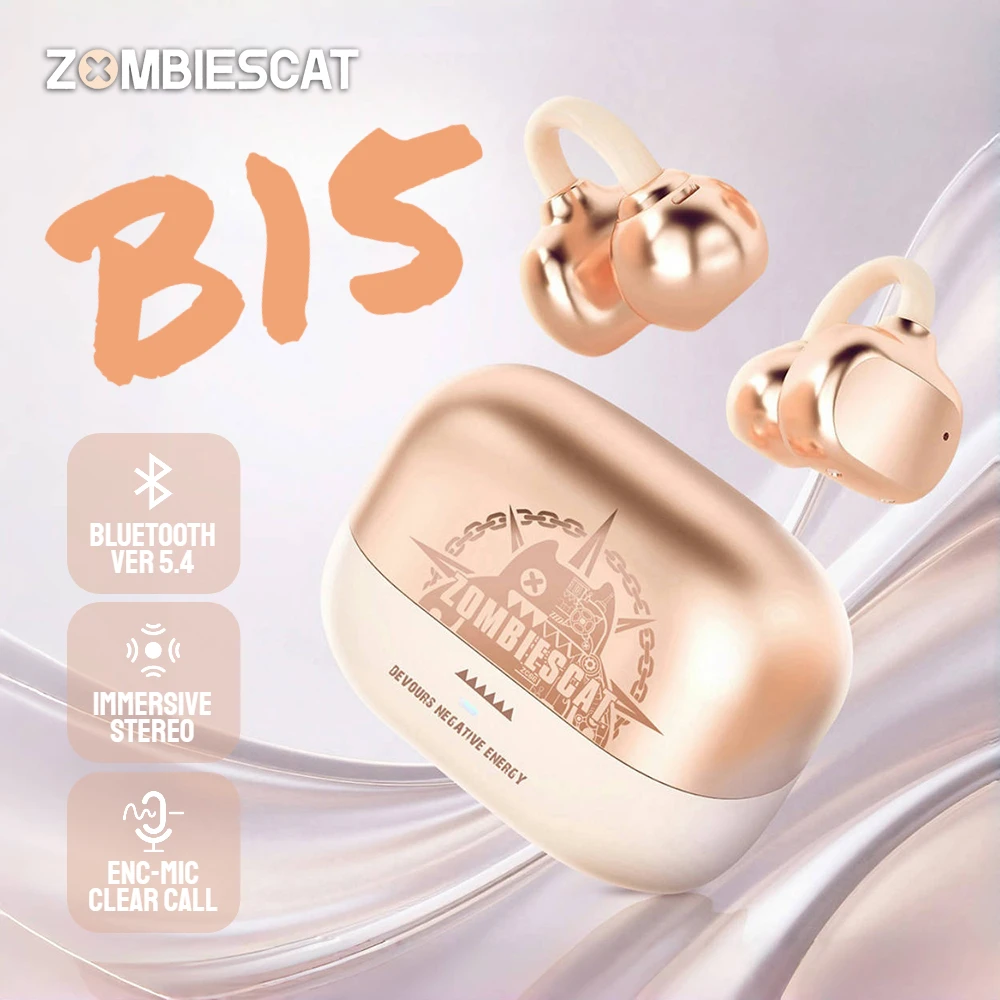 

Zombiescat B15 OWS Ear Clip Earphones HiFi Stereo Sound Bluetooth 5.4 Wireless Headphone ENC Clear Call TWS Wireless Ear buds