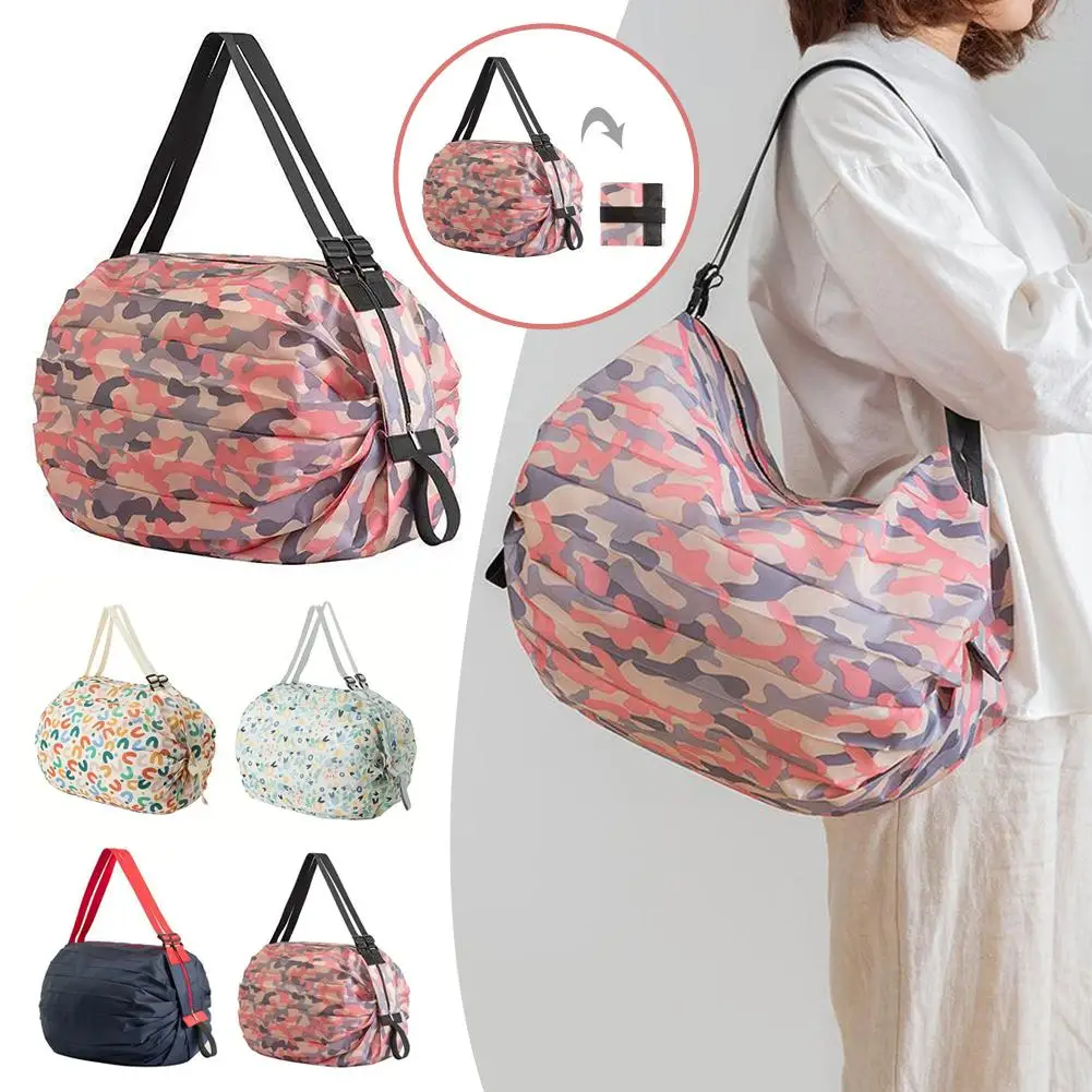 Foldable Travel Bag,Supermarket Shopping Bag,Travel One Shoulder Portable Large Camouflage Shopping Tote Bag