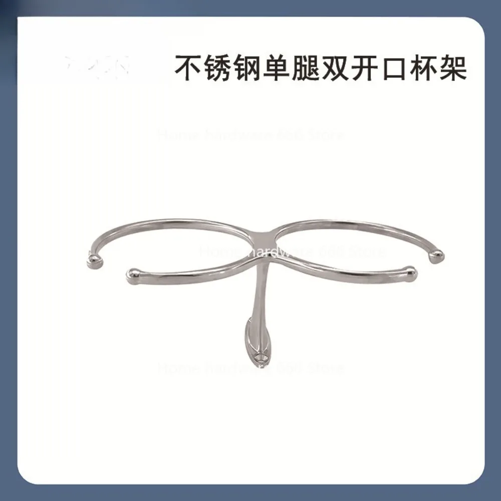 

Stainless Steel New Two-cup Single-leg Open Cup Holder, Teacup Holder, Beverage Holder, Double Cup , Marine RV Hardware