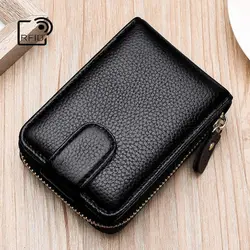 Unisex PU Leather ID Credit Anti Rfid Card Holder RFID NFC Blocking Wallet Case Zipper Coin Purse Money Bag RFID Protected