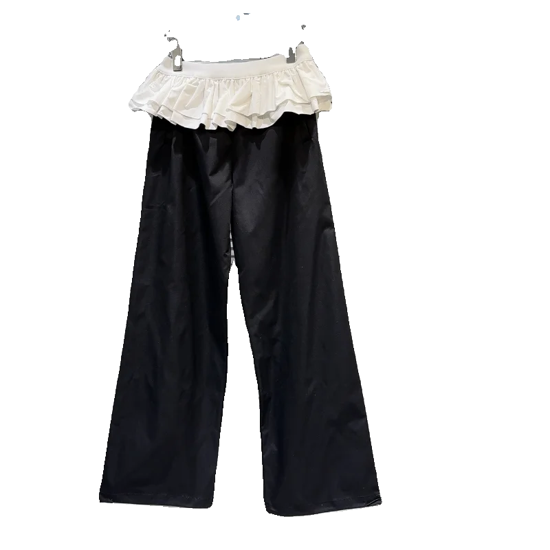 セクシーでトレンディな折りたたみウエスト、ワイドレッグのカジュアルパンツ、2025年秋のストリートスタイル、ウエストロングパンツのツーピースセット