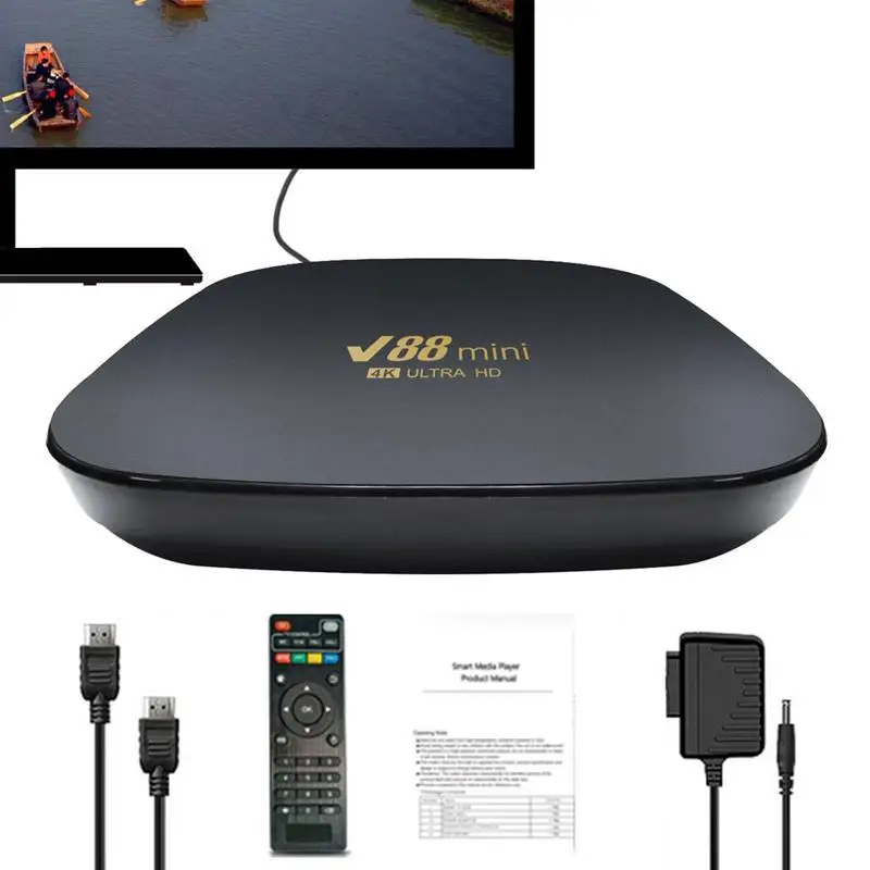V88 Mini Smart TV Box Android 7.1 H3 Đa Core 2.4G WiFi HDMI 2.0 8K Set Top Box nhà Thông Minh Nhà Hát Truyền Thông Người Chơi 8GB + 128GB