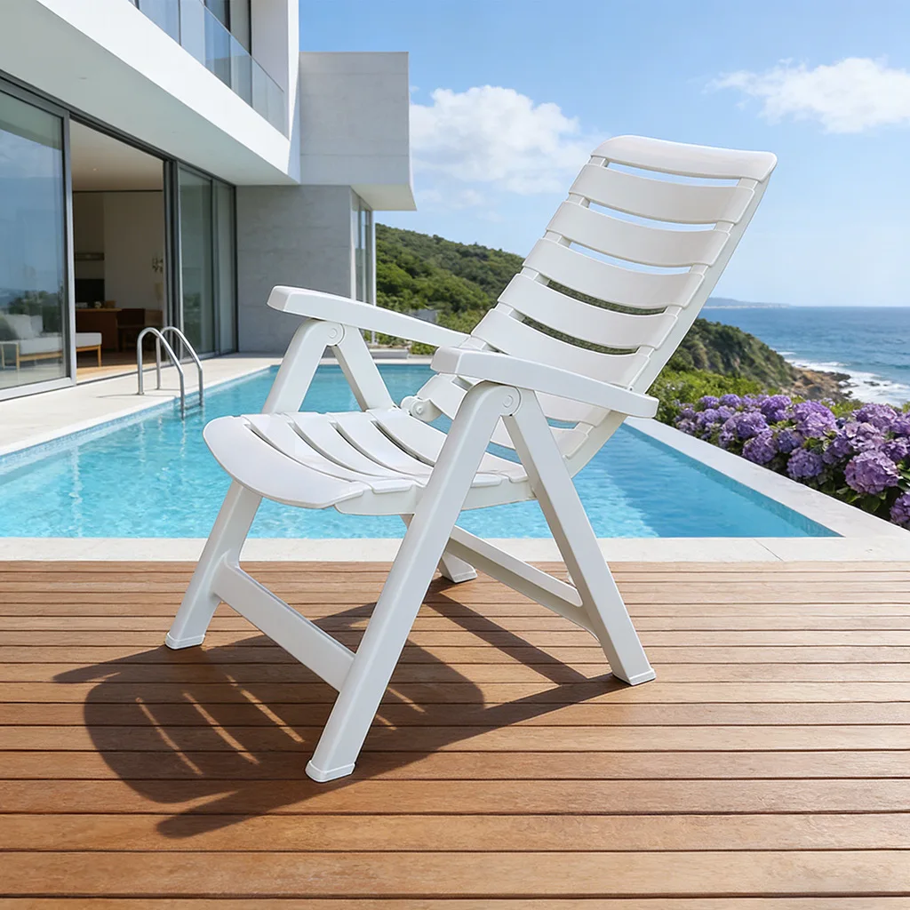 Outdoor folding beach  hotel courtyard pool leisure lounge chair portable lunch plastic chair cross-border