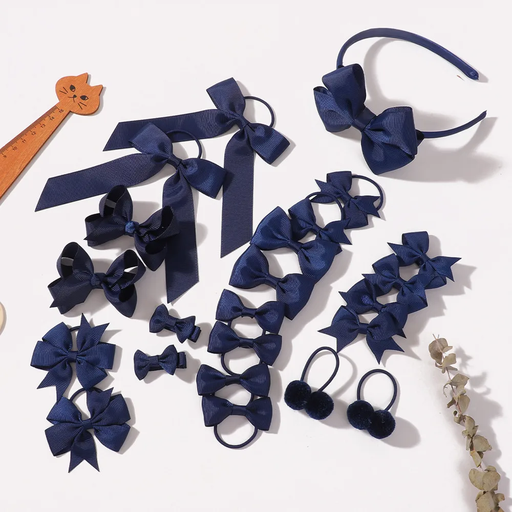 23 Stück solide Haarbögen, Stirnband, Haarspange, Haargummis für Kinder, Mädchen, Prinzessin, niedliche Schleife, Haarbänder, Kopfbedeckung, Haar-Accessoires-Set