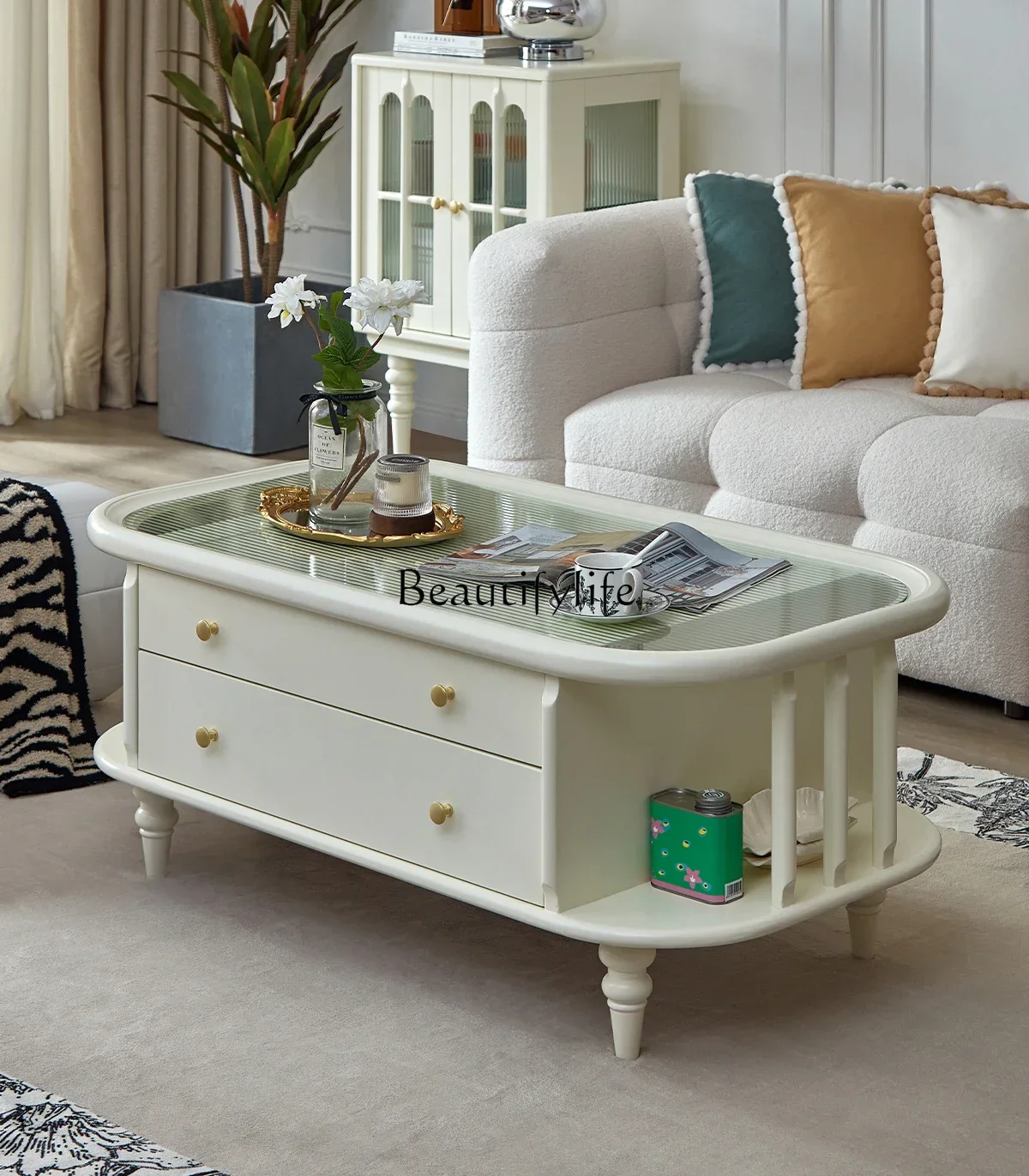 

FG44Retro solid wood living room household coffee table small apartment simple modern small table