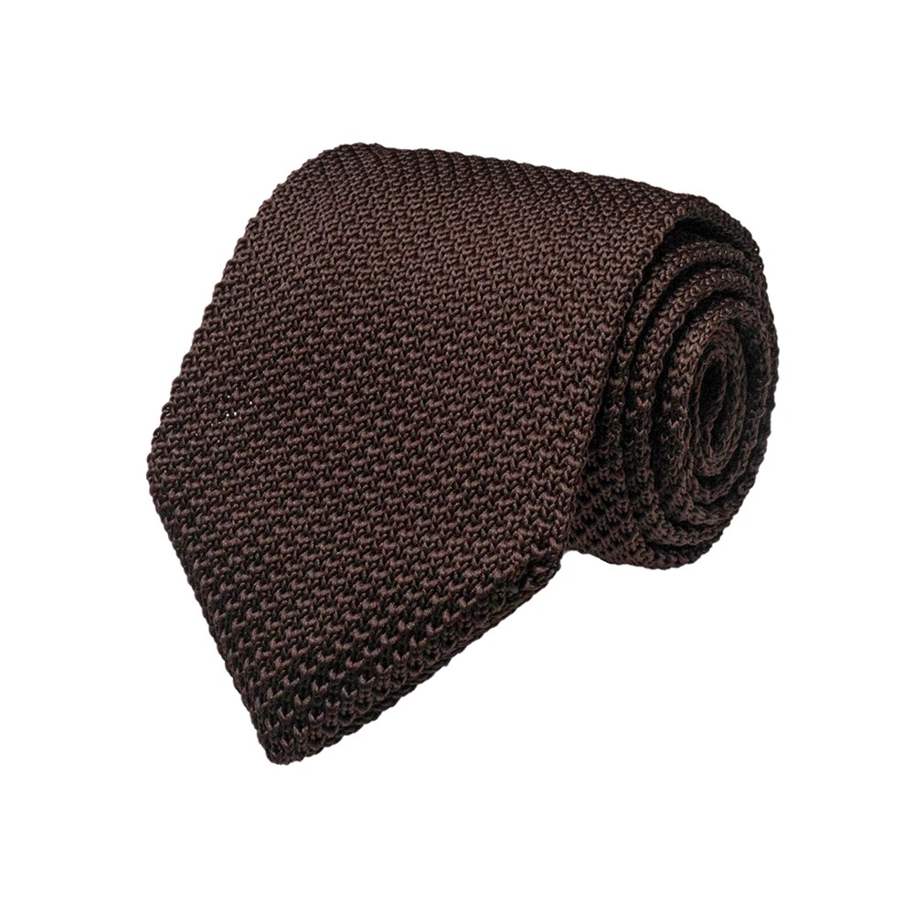Fashion Men's Solid Knitted Ties 7.5cm Neck Ties For Men Formal Business Brown tie Wedding Cravat Accessories gift
