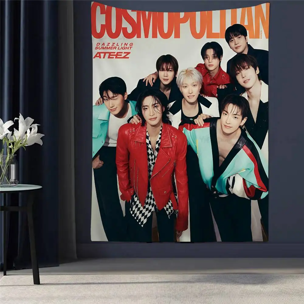 

A-ATEEZ KPOP Printed Large Wall Tapestry Hanging Tarot Hippie Wall Rugs Dorm Home Decor