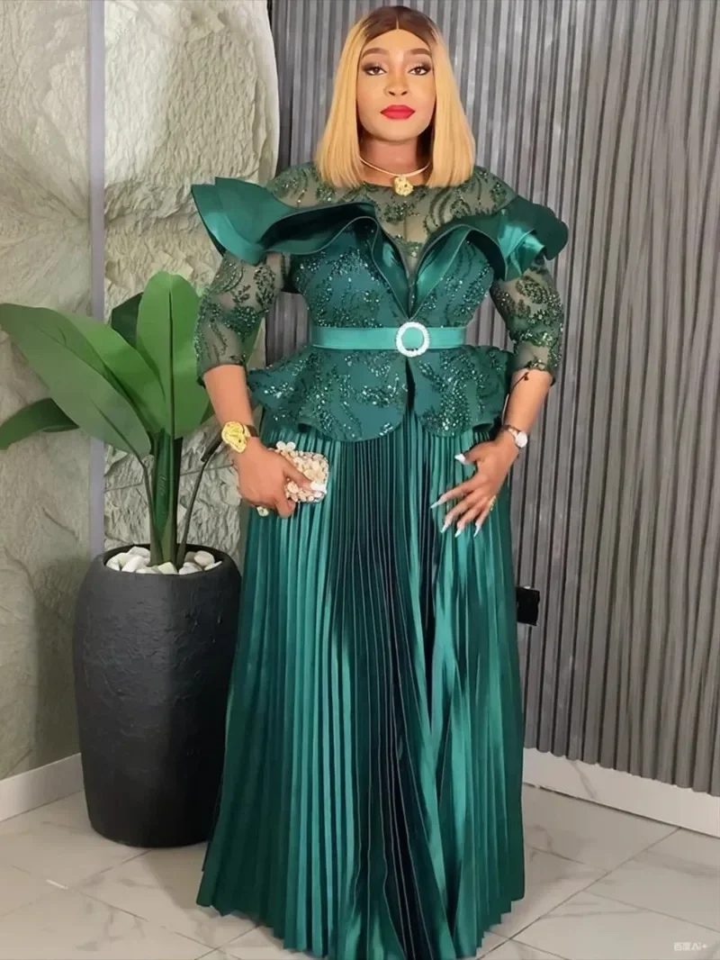 

Plus Size African Party Dresses for Women 2025 New Fashion Dashiki Ankara Wedding Evening Gown Elegant Turkey Muslim Maxi Dress