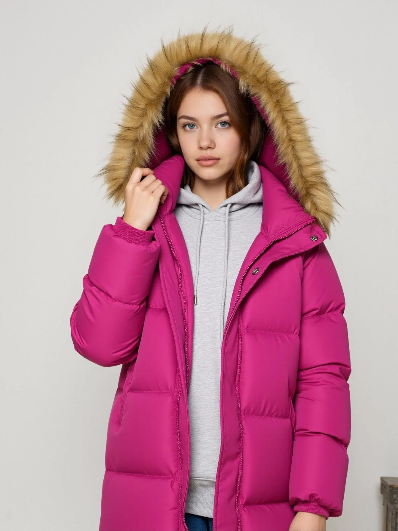 

2025 Autumn and Winter New Warm Coat in The Long Thick Hair Collar Hoodie Coat For Children