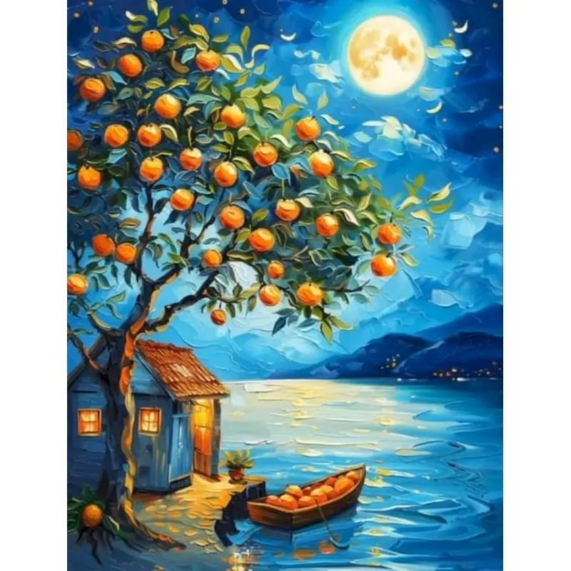 

GATYZTORY lemon tree Scenery Paint By Number Kits DIY Frame On Canvas Acrylic Oil Painting Handmade Art Coloring By Number Decor