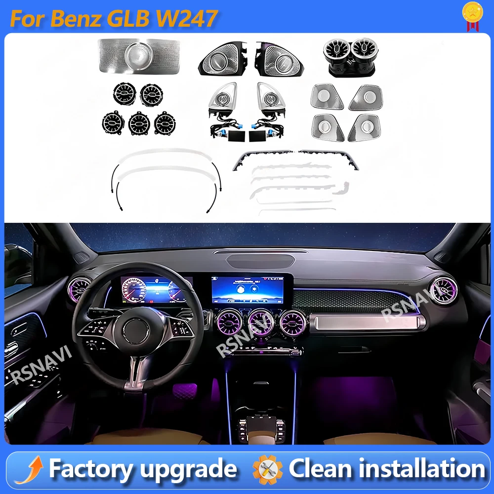 

Car Ambient Light For Mercedes-Benz W177 W118 W246 CLA A 64 Colors LED Illuminated Atmosphere Ambient Light Advanced Air Outlet