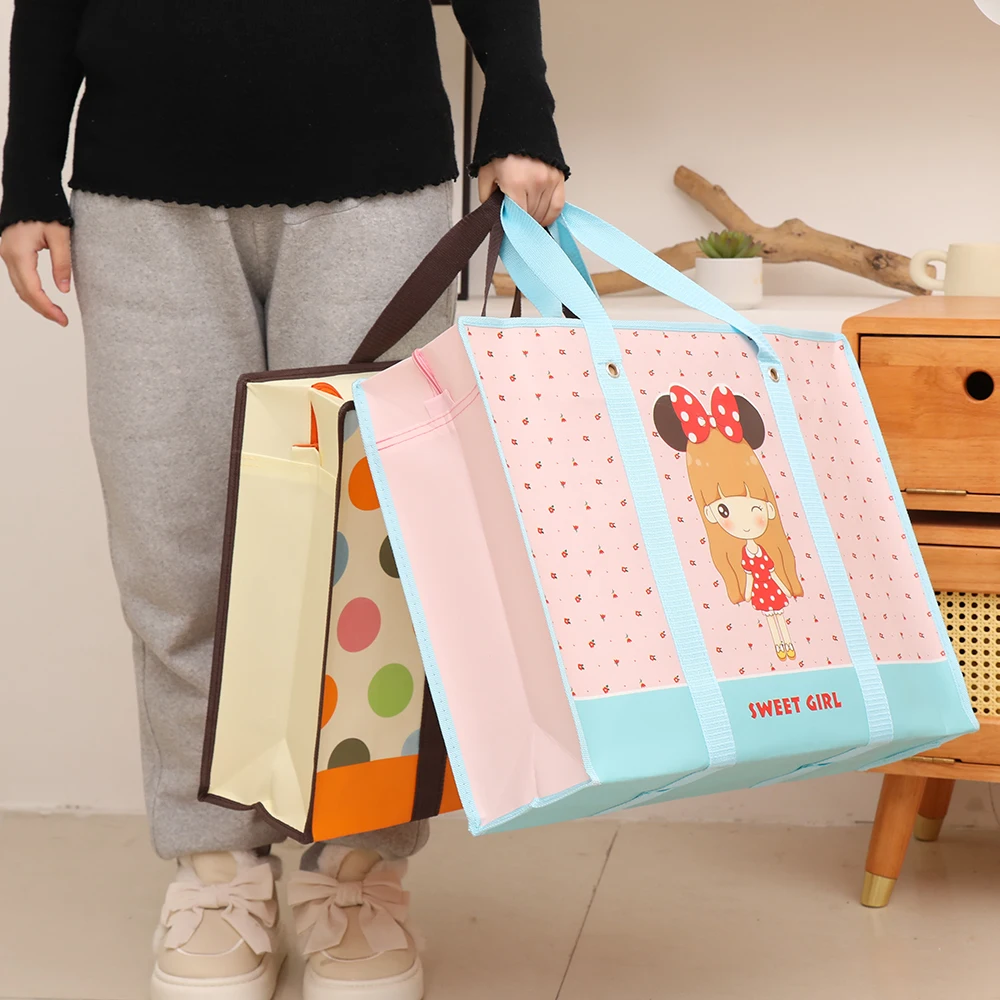 Tragbare Cartoon Vlies Quilt Aufbewahrung tasche große Kapazität wasserdichte Reise Shopping-Paket Spielzeug Organisation gefaltete Tasche – Detail 8