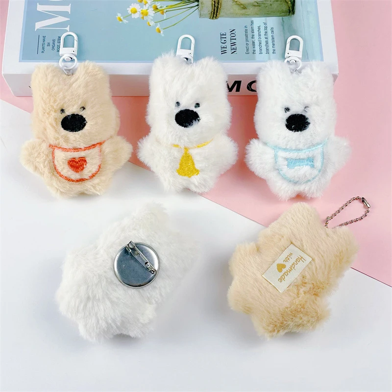 Cartoon West Highland Puppy Plush Doll Keychain Pendant For Women Kids Cute Puppy Brooch Backpack Decoration Accessories Gifts